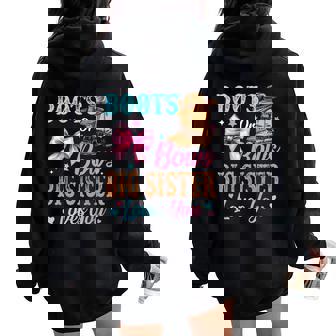 Boots Or Bows Big Sister Loves You Gender Reveal Family Women Oversized Hoodie Back Print | Seseable FR