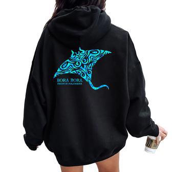 Bora Bora French Polynesia Manta Ray Boys Girls Women Oversized Hoodie Back Print - Thegiftio UK