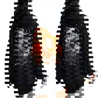 Bouledogue Français De Noël Avec Père Noëlaison D'hiver Sweat à capuche oversize pour femme avec imprimé dans le dos - Cadeauxyz