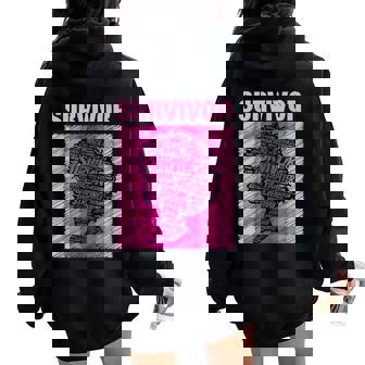 Breast Cancer Survivor African American Woman Pink Afro Women Oversized Hoodie Back Print - Thegiftio