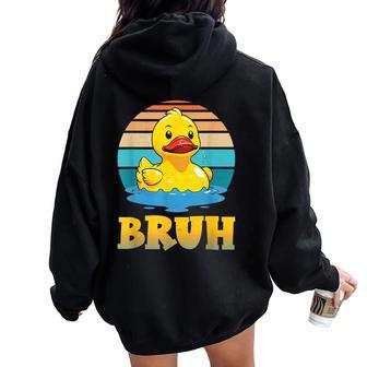 Bruh Rubber Duck Lovers Meme Boys Girls Women Oversized Hoodie Back Print - Thegiftio UK