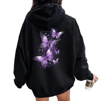 Butterfly Aesthetic Pink And Lila Butterflies Nature Women Oversized Hoodie Back Print | Mazezy