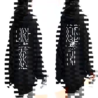 Caballo Chica Corazón Para Montar Caballos Ropa Divertida Cuello Women Oversized Hoodie Back Print - Regaloses