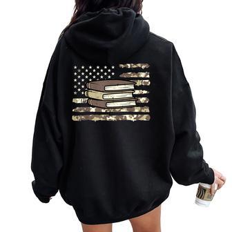 Camo Across America Read Reading Book Librarian Women Women Oversized Hoodie Back Print - Thegiftio UK