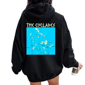 Carte Des Îles Des Cyclades Grecques Pour Homme Et Sweat à capuche oversize pour femme avec imprimé dans le dos - Cadeauxyz