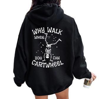 Cartwheel Gymnast Skeleton Halloween Gymnastics Girls Women Oversized Hoodie Back Print | Mazezy