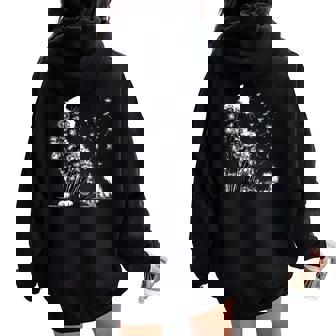 Cat Dandelion Vintage Flower Graphic Cat Lover Women Oversized Hoodie Back Print | Seseable FR