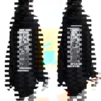 Cat Lady Tarot Card Vintage Gothic Deck Reader Lover Women Women Oversized Hoodie Back Print | Seseable FR
