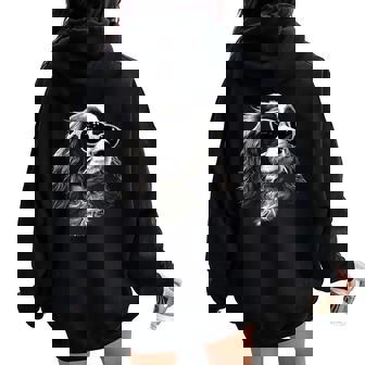 Cavalier King Charlespaniel Chien Et Lunettes Deoleil Sweat à capuche oversize pour femme avec imprimé dans le dos - Cadeauxyz