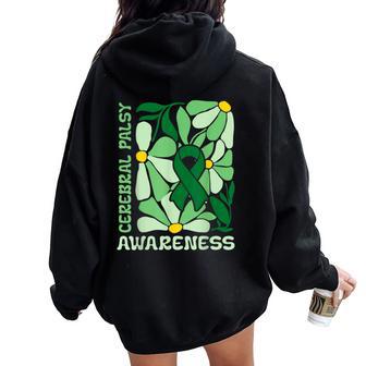 Cerebral Palsy Awareness Retro Floral Women Oversized Hoodie Back Print - Thegiftio UK