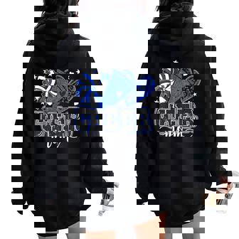 Cheer Mom Blue Cheerleader Game Day Cheer Mama Football Women Oversized Hoodie Back Print | Mazezy