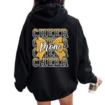 Cheer Mom Mama Bow Sport Cheerleader Cheerleading Yellow Women Oversized Hoodie Back Print - Thegiftio