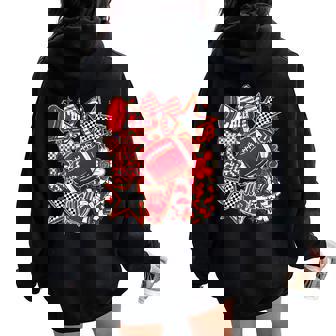 Cheer Mom Red Cheerleader Game Day Cheer Mama Football Women Oversized Hoodie Back Print | Seseable UK