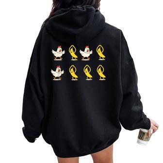 Chicken Banana Dancing Women Oversized Hoodie Back Print - Thegiftio UK