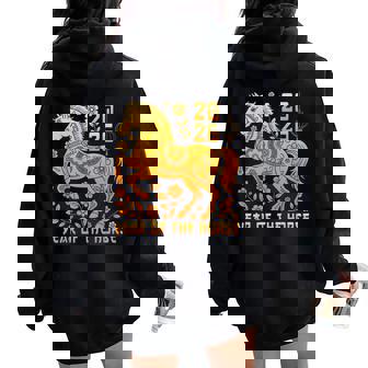 Chinese New Year 2026 Year Of The Horse Lunar Zodiac Horse Women Oversized Hoodie Back Print - Thegiftio