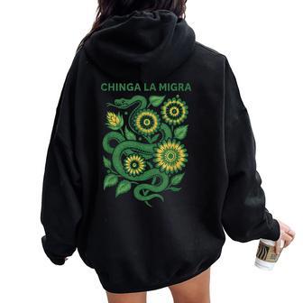 Chinga La Migra Women Women Oversized Hoodie Back Print - Thegiftio UK