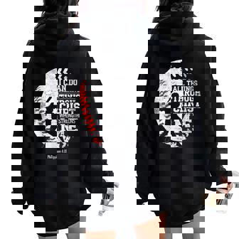 Christian Baseball I Can Do All Things Religious Faith Women Oversized Hoodie Back Print | Mazezy