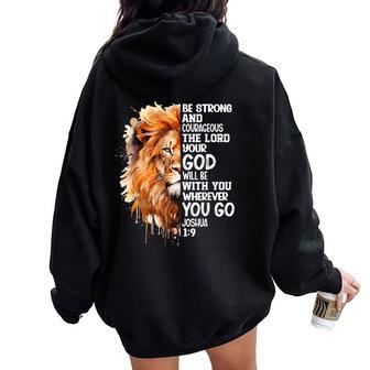 Christian Bible Verse Lion Of Judah Jesus God Women Oversized Hoodie Back Print - Thegiftio UK