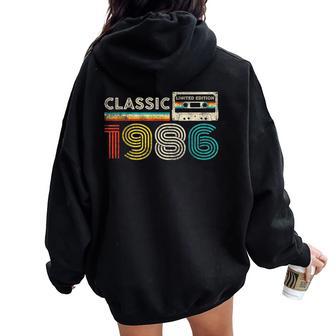 Classic 1986 Vintage 1986 Cassette Tape Birthday Women Oversized Hoodie Back Print - Thegiftio UK
