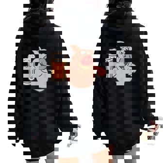 Cochon Bière Humour Apéro Fête Amis Homme Cadeau Sweat à capuche oversize pour femme avec imprimé dans le dos - Cadeauxyz