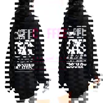 Coffee Cats And Bass Guitars ベースギタリスト 猫とコーヒー 長袖tシャツ レディース オーバーサイズ パーカー バックプリント - Kawaiitshirt