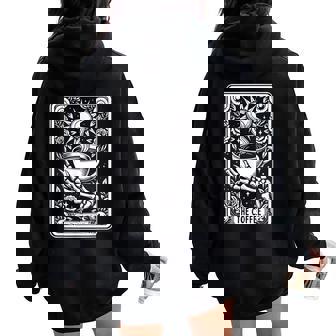 The Coffee Tarot Cards Skeleton Coffee Tarot Card Women Oversized Hoodie Back Print - Thegiftio