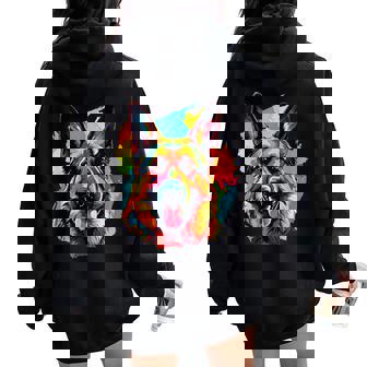 Colorful German Shepherd Pop Art For Dog Lovers Women Oversized Hoodie Back Print | Mazezy