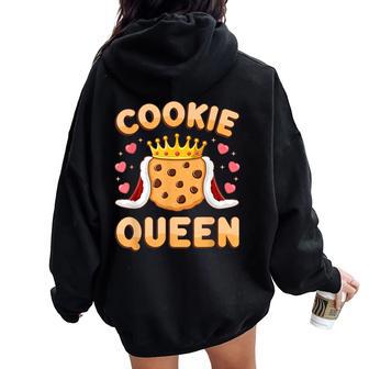 Cookie Queen Cookie Mom Cookie Dealer Girls Women Oversized Hoodie Back Print - Thegiftio UK