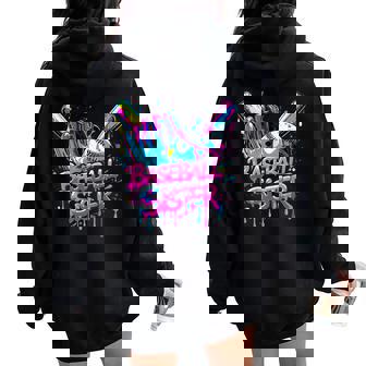 Cool Baseball Sister Dripping Neon Sports Pride Women Oversized Hoodie Back Print | Seseable FR