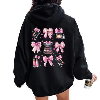 Coquette Bow Makeup Artist Mua Girl Mom Mama Mother's Day Women Oversized Hoodie Back Print - Seseable