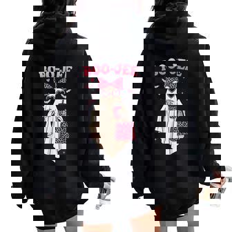 Coquette Leopard Ghost Coffee Boo Jee Halloween Boujee Ghost Women Oversized Hoodie Back Print | Seseable FR