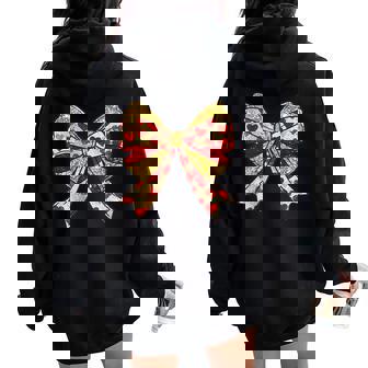 Coquette Romantique Avec Nœud En Galentine Motif Cœurs Rouges Et Roses Sweat à capuche oversize pour femme avec imprimé dans le dos - Cadeauxyz