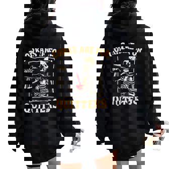 Corks Are For Quitters Skeleton Wine Drinking Team Festival Women Oversized Hoodie Back Print | Seseable CA