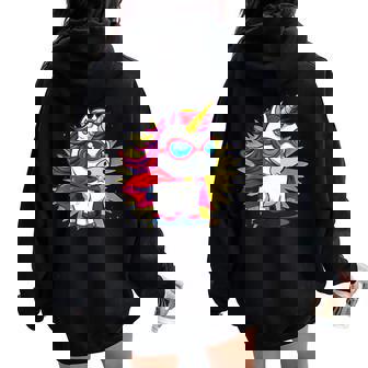Costume De Licorne Avec Cape Deuper-Héros Sweat à capuche oversize pour femme avec imprimé dans le dos - Cadeauxyz