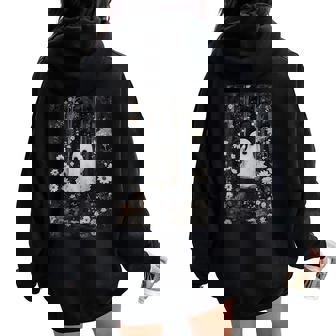 Cottagecore Ghost Swing Floral Aesthetic Halloween Spooky Women Oversized Hoodie Back Print - Thegiftio