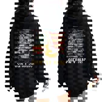 Country Music Outlaw Western Usa Patriotic Vintage Guitar Men Women Oversized Hoodie Back Print - Thegiftio