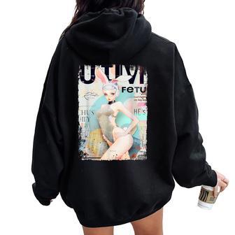 Couverture Du Magazineintage Girl Bunny Collage Modèle Sweat à capuche oversize pour femme avec imprimé dans le dos - Cadeauxyz