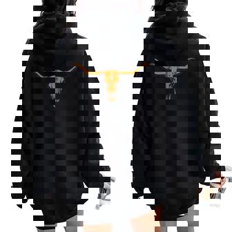 Cow Skull Cowgirl Cowboy Texas Vintage Woman Women Oversized Hoodie Back Print | Seseable UK