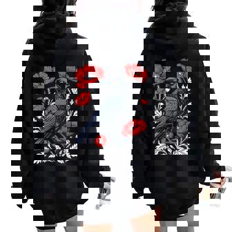 Crow Floral Flower Animal Gothic Birds Animal Crow Women Oversized Hoodie Back Print | Seseable CA