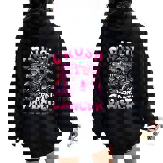 Crush Breast Cancer Monster Truck Girls Boys Pink Awareness Women Oversized Hoodie Back Print | Mazezy