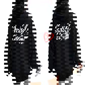Cute Baseball Aunt Heart Matching Family Auntie Women's Women Oversized Hoodie Back Print - Thegiftio