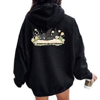 Cute Dragon Reading A Book For Books Nerds Girl Women Oversized Hoodie Back Print - Thegiftio UK