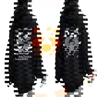 Cute Goose Bumps Goose Fall Animals Pun Pumkin Autumn Leaves Women Oversized Hoodie Back Print | Mazezy