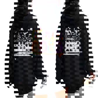 Cute Owl Lover Floral Butterfly Nature Aesthetic Girls Women Oversized Hoodie Back Print | Mazezy