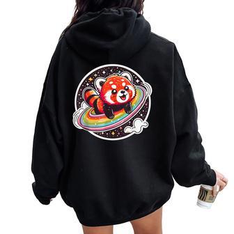 Cute Red Panda In Space Cartoon Style And Colourful Women Oversized Hoodie Back Print - Thegiftio UK