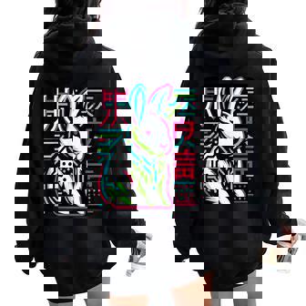 Cyberpunk Bunny Japonais Esthétique Sweat à capuche oversize pour femme avec imprimé dans le dos - Cadeauxyz
