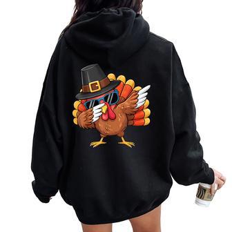 Dabbing Turkey Thanksgiving Day Boys Girls Dab Women Oversized Hoodie Back Print - Thegiftio UK
