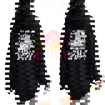Daddy Pink Farm Cow Birthday Girl Matching Family Women Oversized Hoodie Back Print | Seseable FR