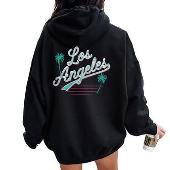 De Los Ángeles Es Es California Retro Women Oversized Hoodie Back Print - Regaloses