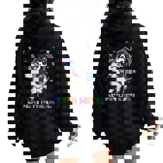 Death Metal Rock Music La Mort Équitation Licorne Licornes Sweat à capuche oversize pour femme avec imprimé dans le dos - Cadeauxyz